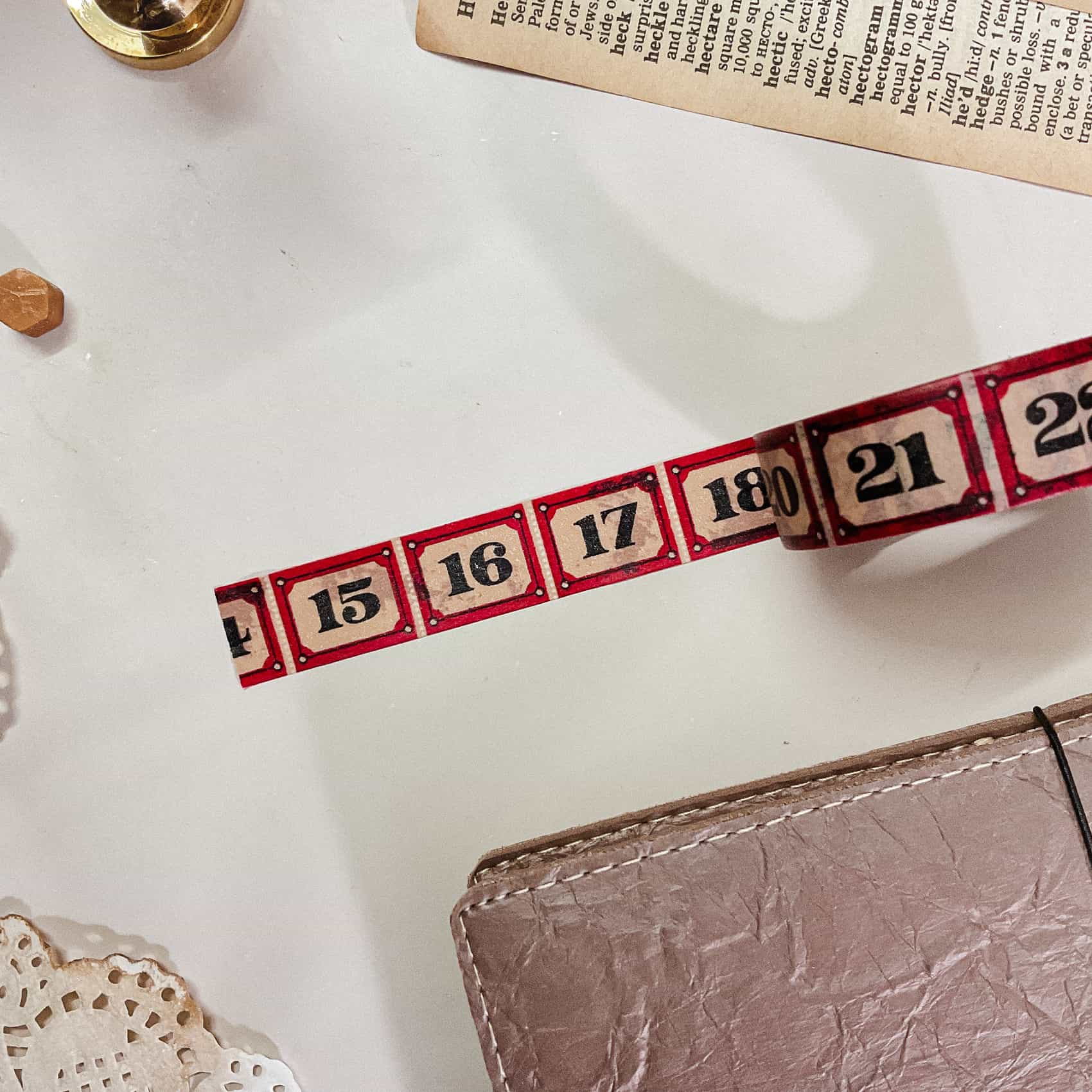 Vintage Red Numbers Washi Tape