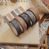 Classic Warm Slim Grid Washi Tape Set