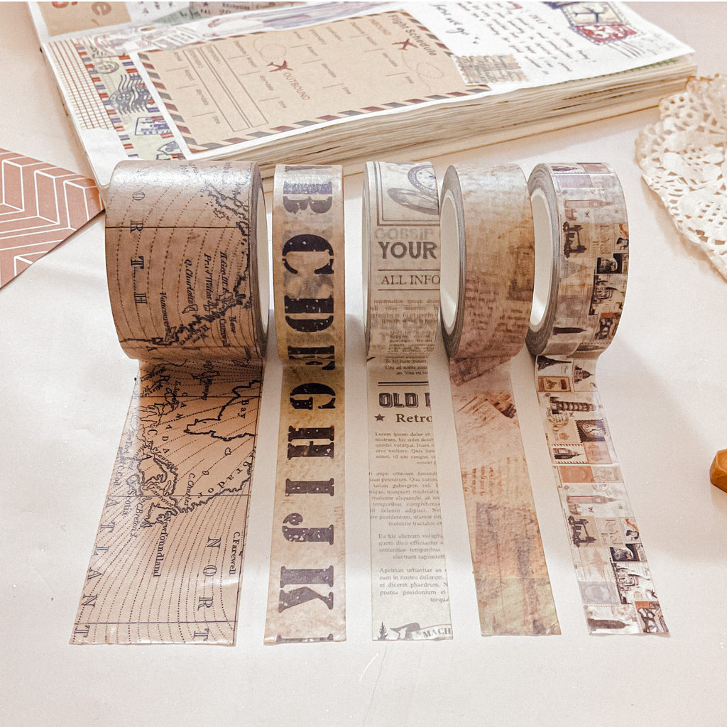 Retro Travel Maps and Books Washi Tape Set – Deco Art MNL