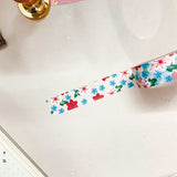 Red Blue Flowers Washi Tape