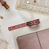 Vintage Red Numbers Washi Tape