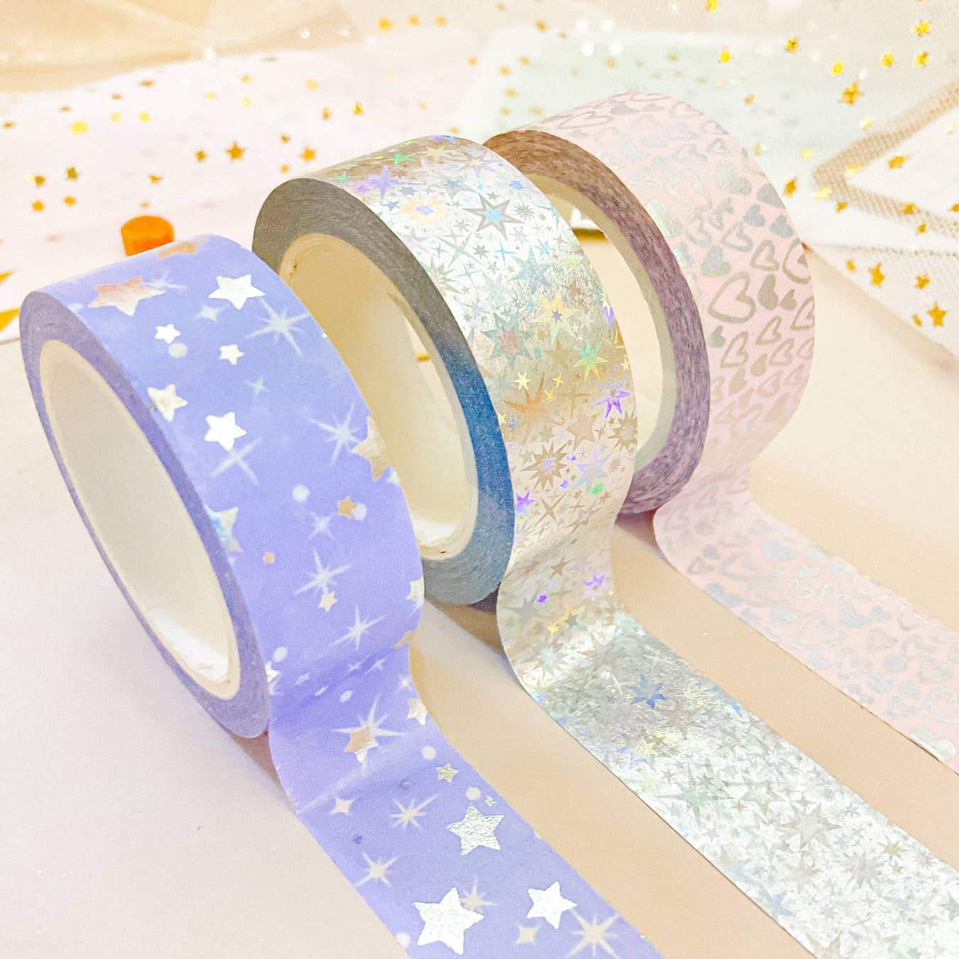 Set of 10 Washi Tape, Silver Foiled Set, Silver Accent Stars, Hearts, 8mm  X2m Each Roll, Thin Washi Tape Set, Junk Journal, Scrapbooking, -   Canada